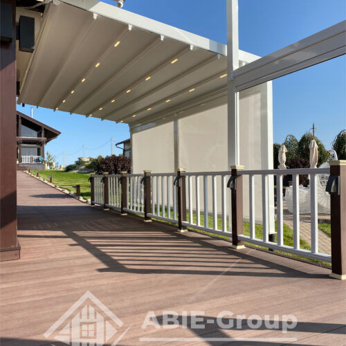 Фотографии выполненных работ компании «ABIE-GROUP» Отдельностоящей перголы и zip-систем. Затенение террасы более 135 кв.м. г.Оренбург